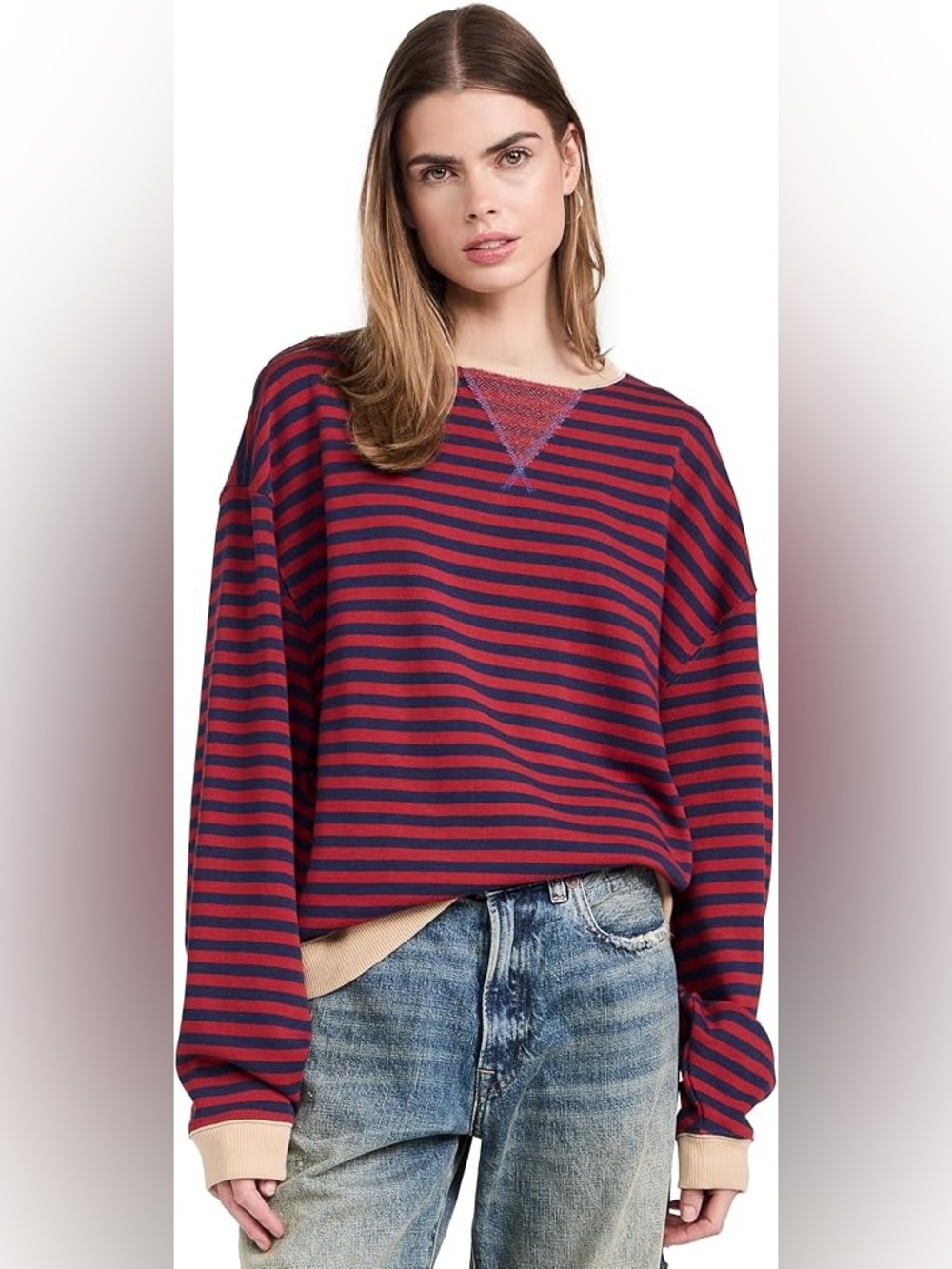Free People Striped Crewneck